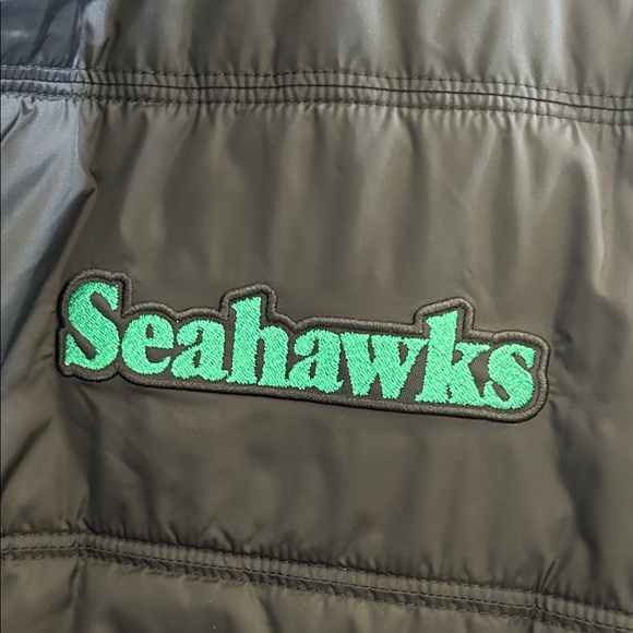 Seattle Seahawks Black NFC Throwback Mitchell & Ness Puffer Jacket - Picture 6 of 7